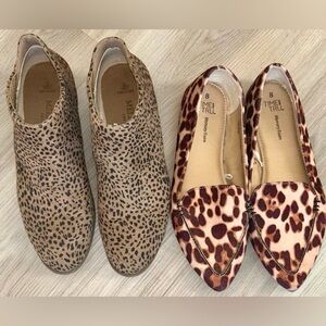 Melrose Ave Vegan Block Heel Booties Cognac Cheetah Time & Tru Women's Flats 8